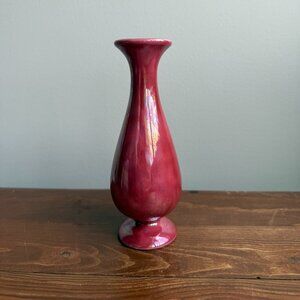 Fuchisa Raspberry Pink 6' Vintage Iridescent Vase Handmade